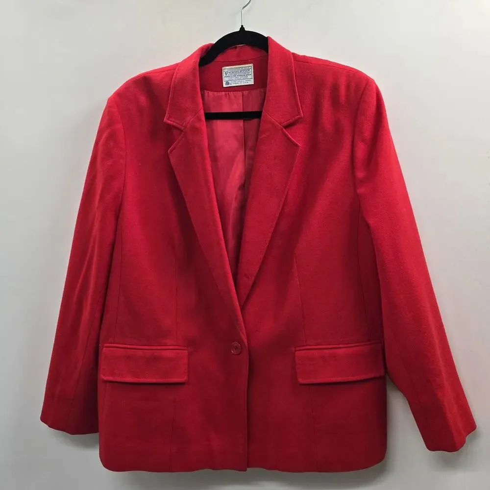Vintage Pendleton Blazer Womens Large Red Wool Jacket Made USA 90s Heritage